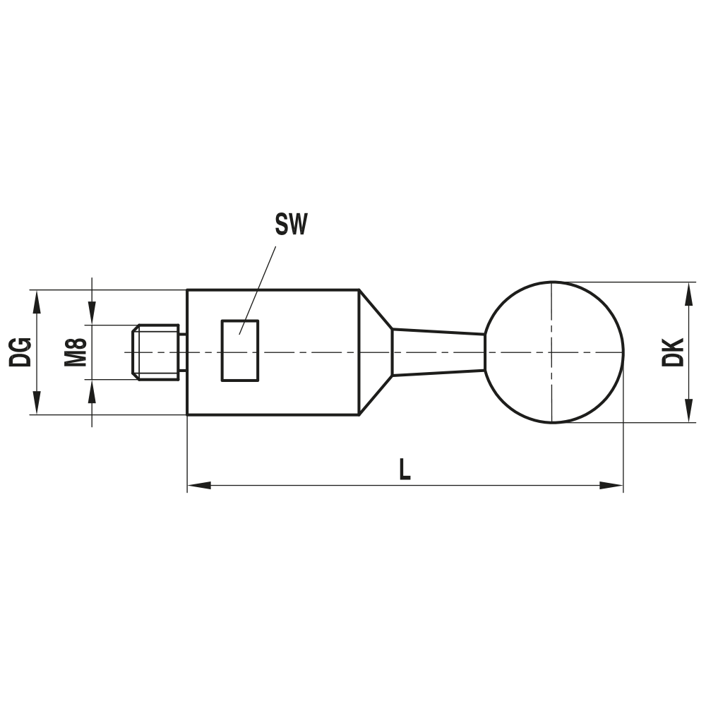 Zeichnung vom Produkt KN M8 250 24 140