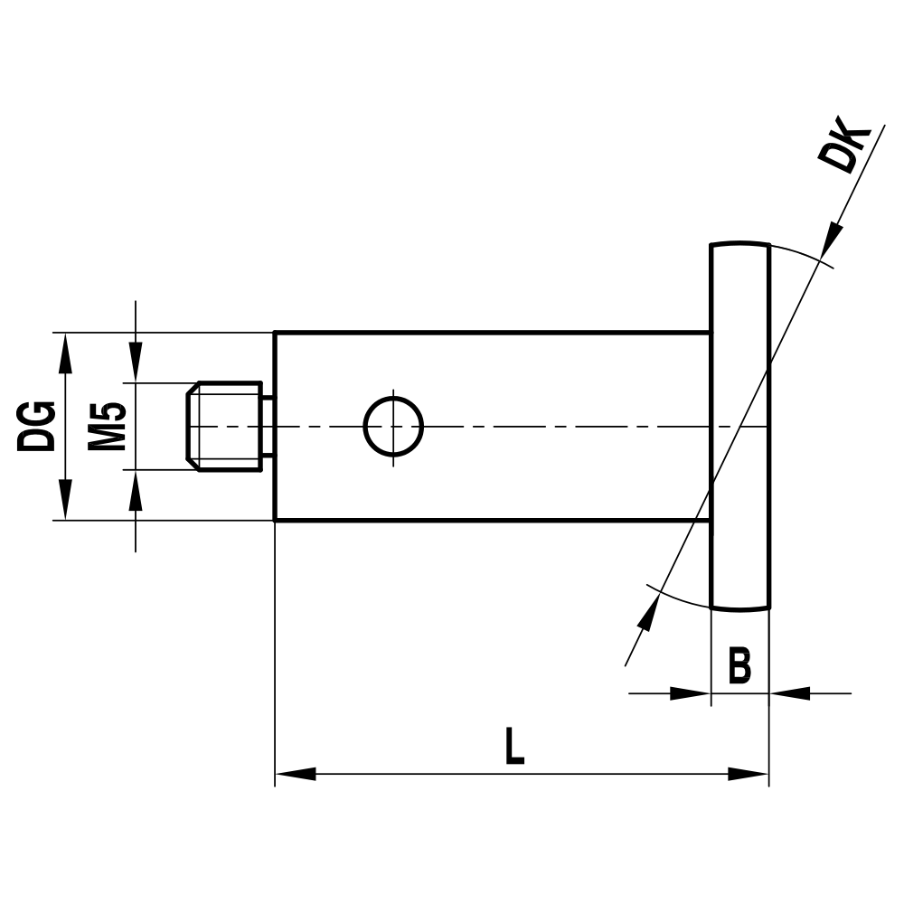 Scheibentaster;  Grundkörper: Titan; Schaft: Titan; Kugel: Stahl