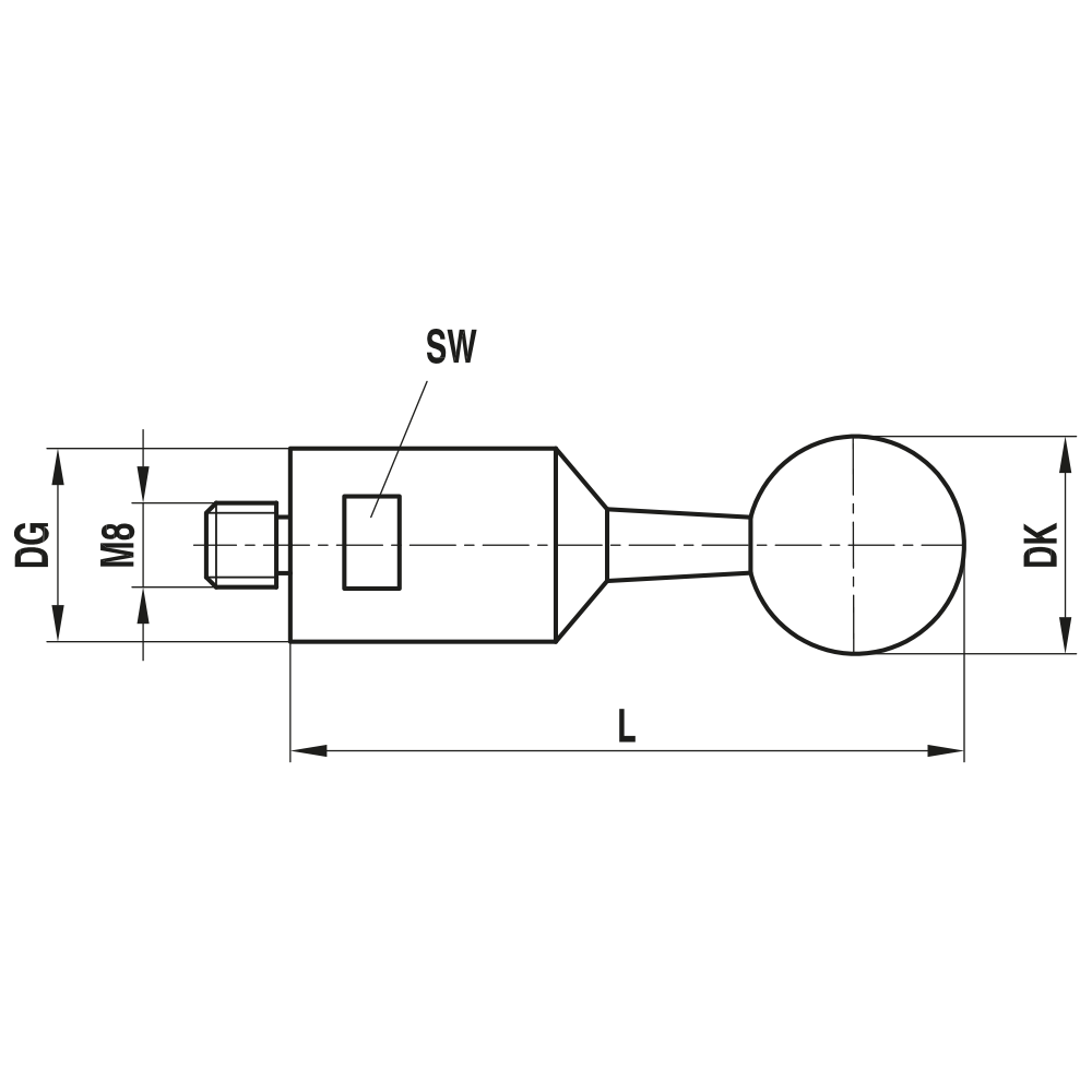 Zeichnung vom Produkt KN M8 150 24 130